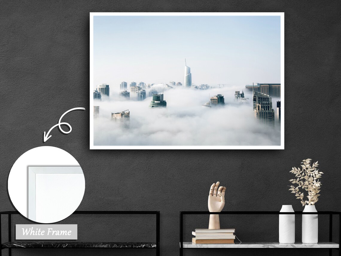 Rising Above The Clouds, Skyward Skyscrapers Art Print - Image 3