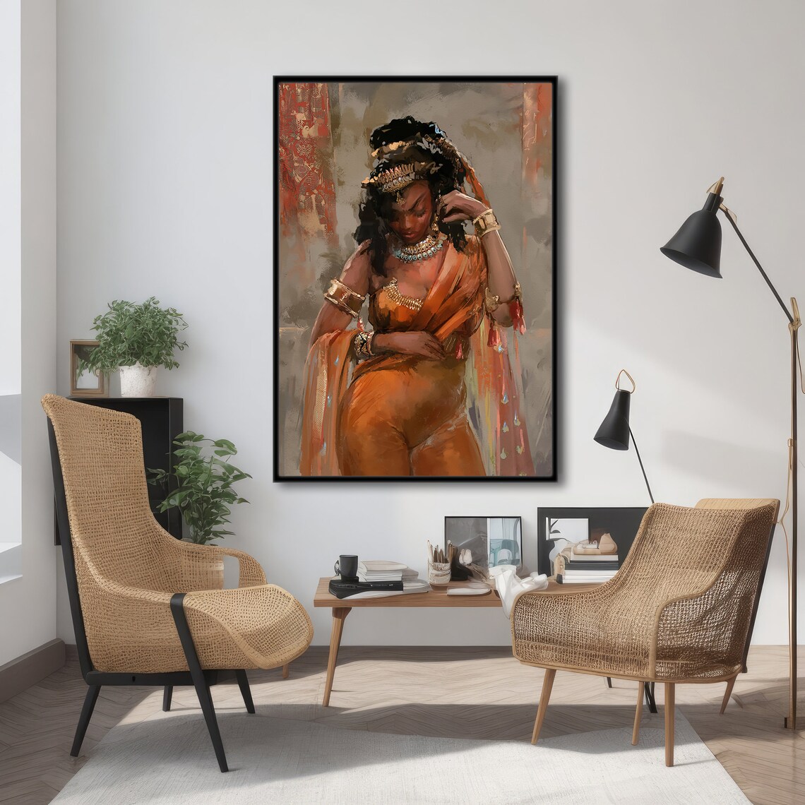 Graceful African Woman, Cultural Portrait Painting - Image 4