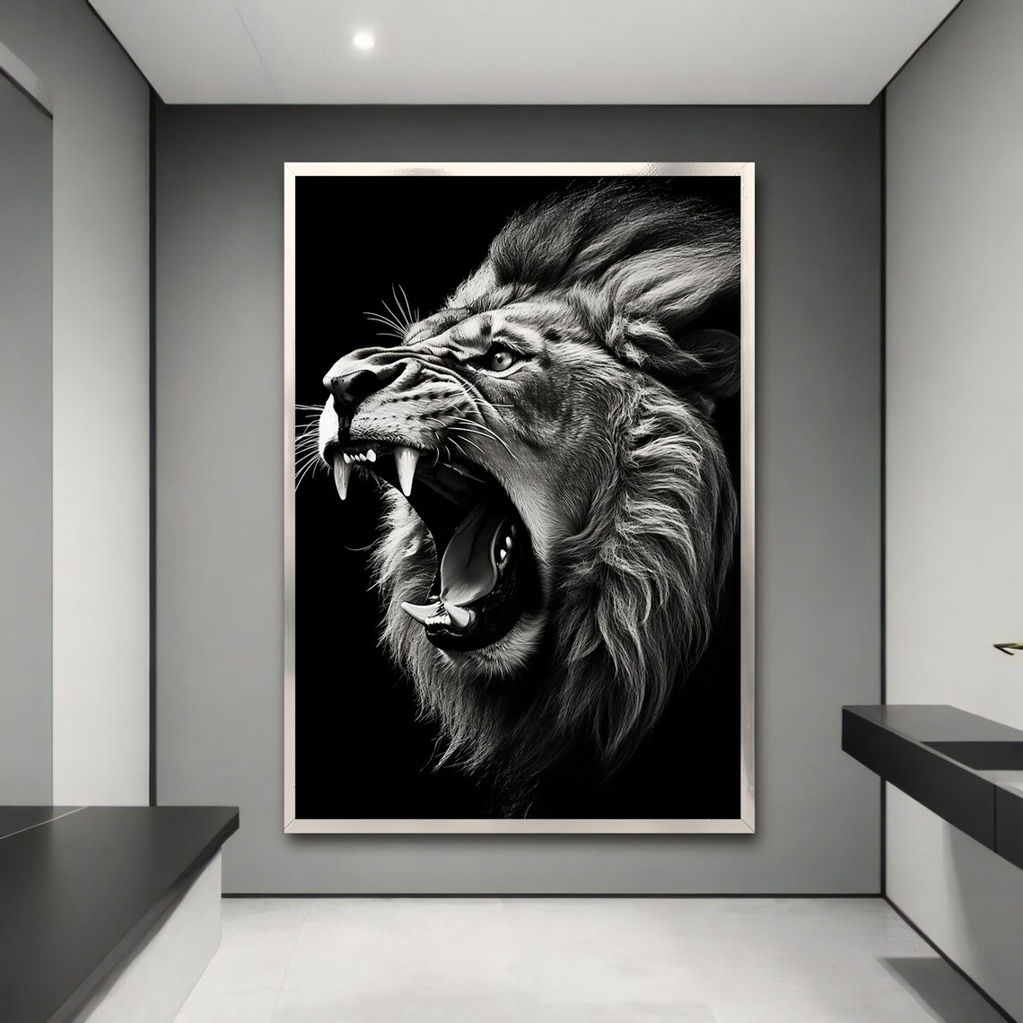 Fierce Roaring Lion Painting, Animal Art - Image 3