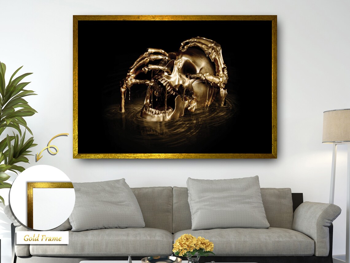 Golden Skull in Golden Waves, Adventure Art Print - Image 4