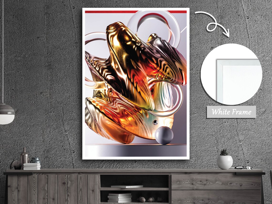 Geometric Fusion, Liquid Spirals and Triangles Art - Image 3