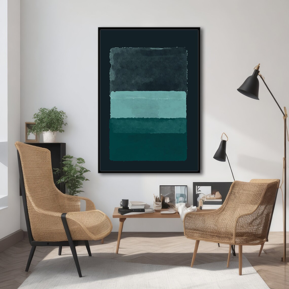 Rothko Inspired Abstract Painting, Green Gradient - Image 4