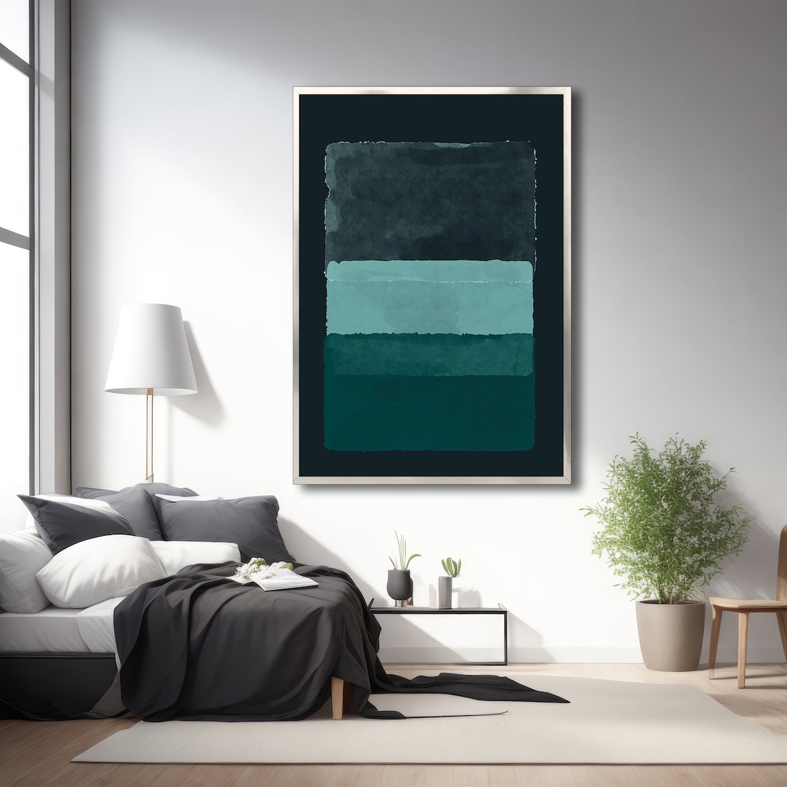 Rothko Inspired Abstract Painting, Green Gradient - Image 3