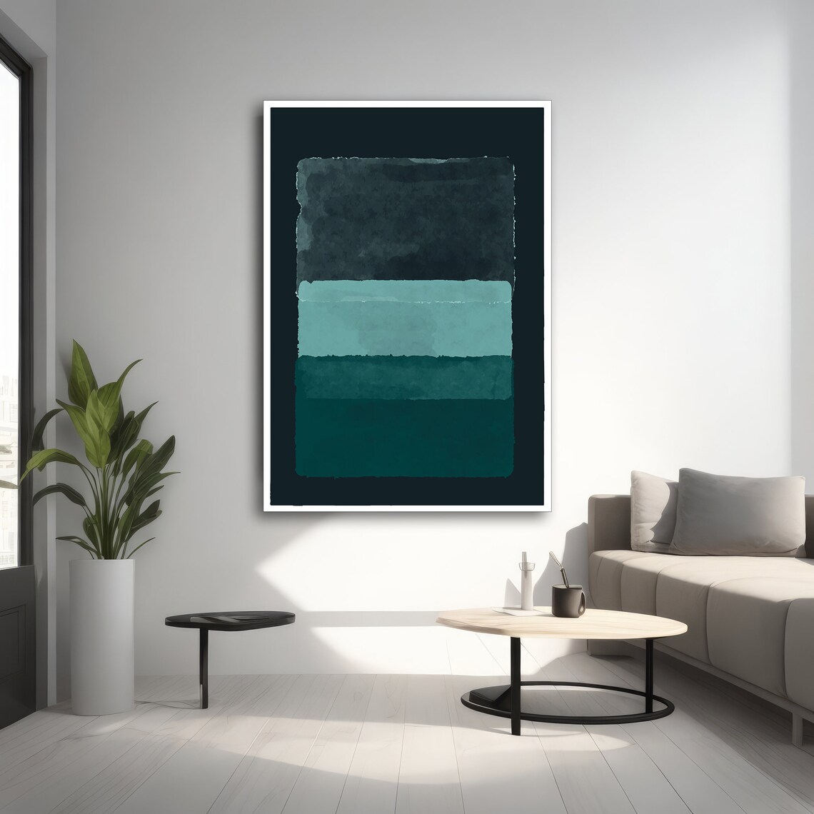 Rothko Inspired Abstract Painting, Green Gradient - Image 2