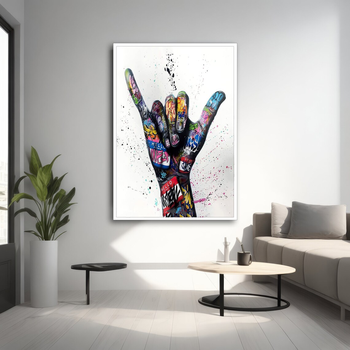 Graffiti Hand Gesture, Urban Decor Unique Gift - Image 2