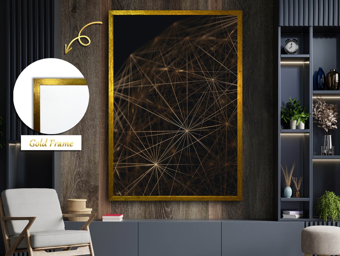 Yellow Triangle Line Pattern Geometric Art - Image 5