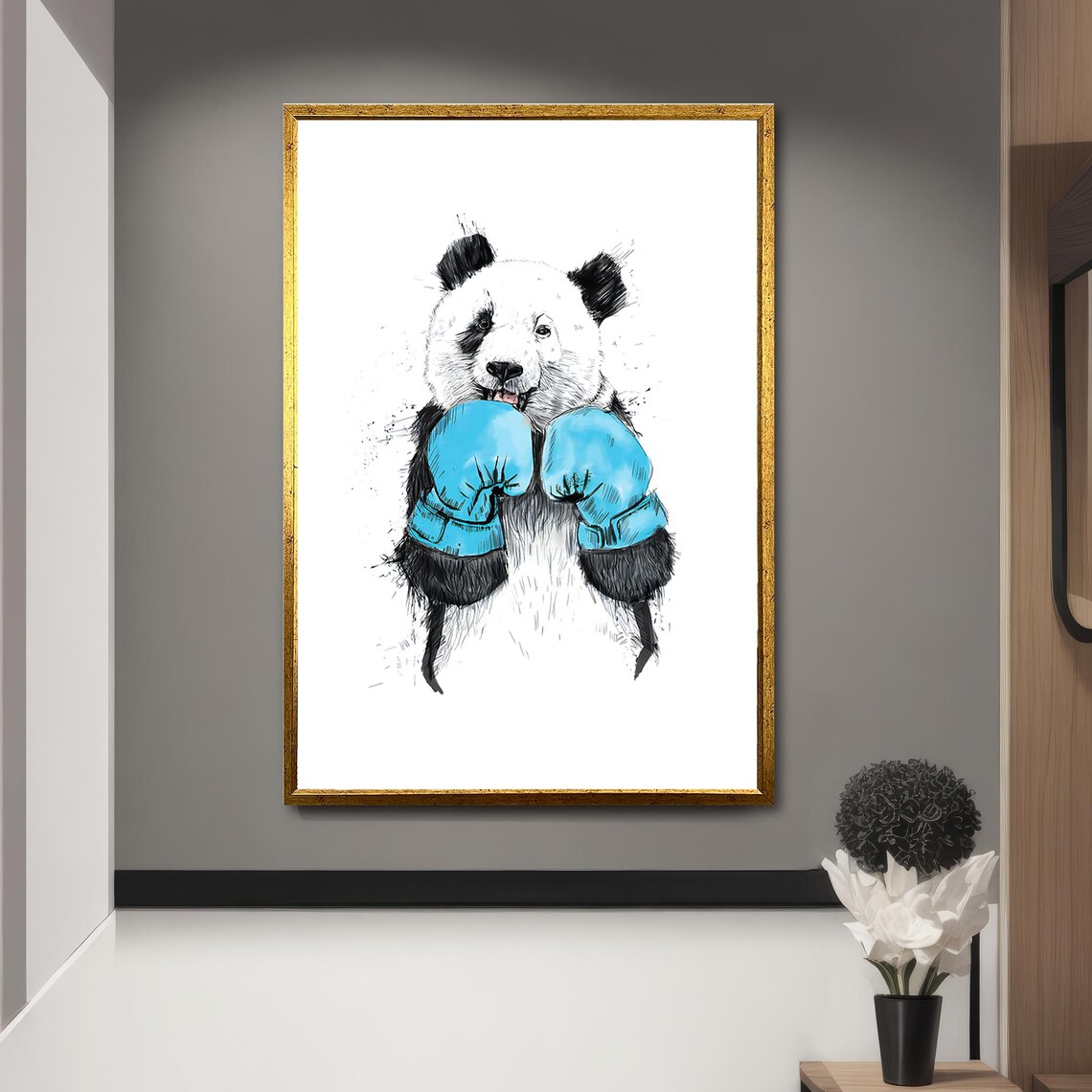 Boxer Panda Painting, Charming Animal Art - Image 5