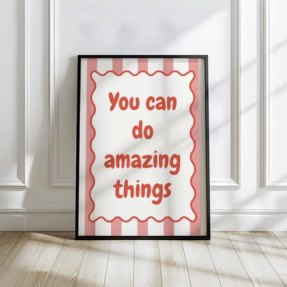 You Can Do Amazing Things Wavy Coral Kids Motivational Poster