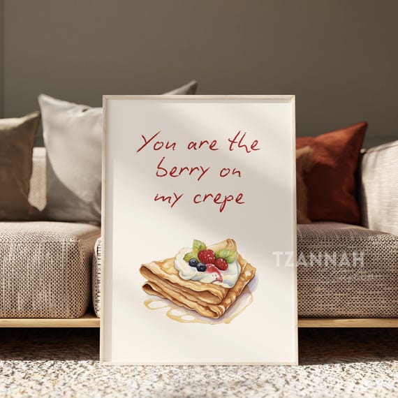 Crepe Poster Food Quote Wall Art Kitchen Illustration Print Dessert Artwork For Dining Room Cafe Bakery