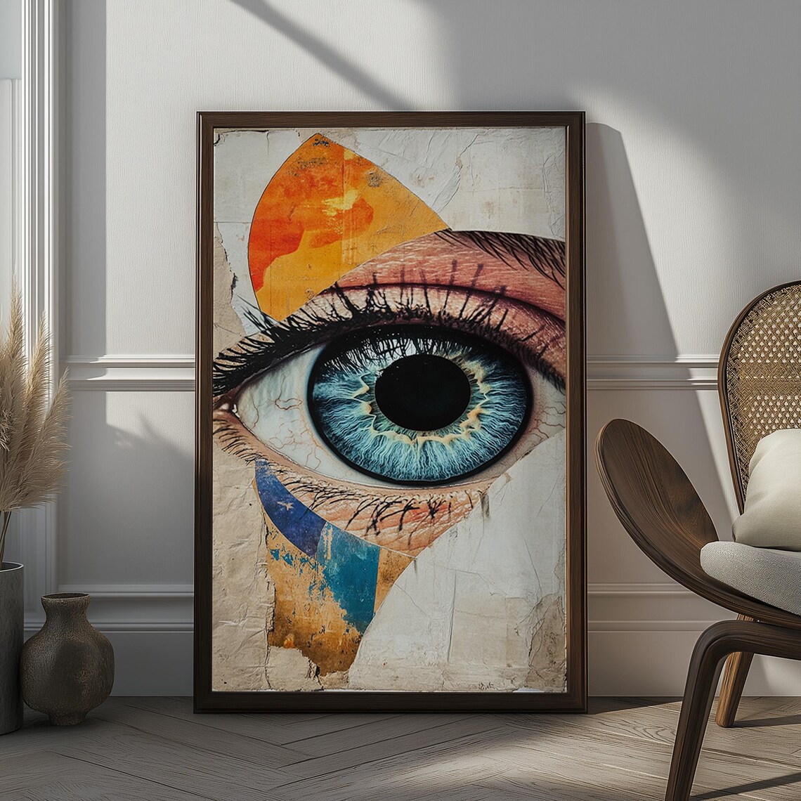 Surreal Blue Eye Mixed Media Collage Portrait Abstract Art Poster