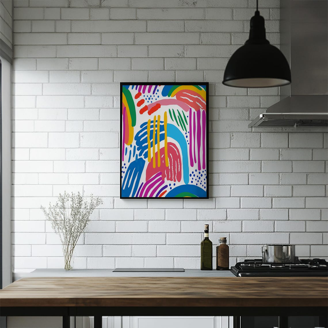 Colorful Abstract Brushstroke Modern Art Print for Home Decor - Image 5