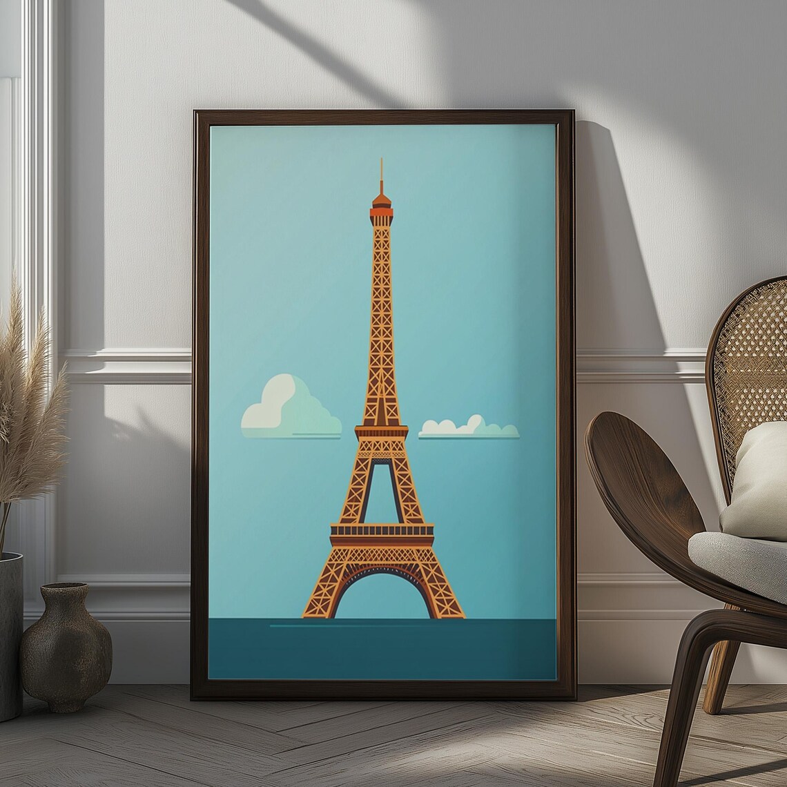 Minimalist Eiffel Tower Blue Paris Travel City Landmark Poster