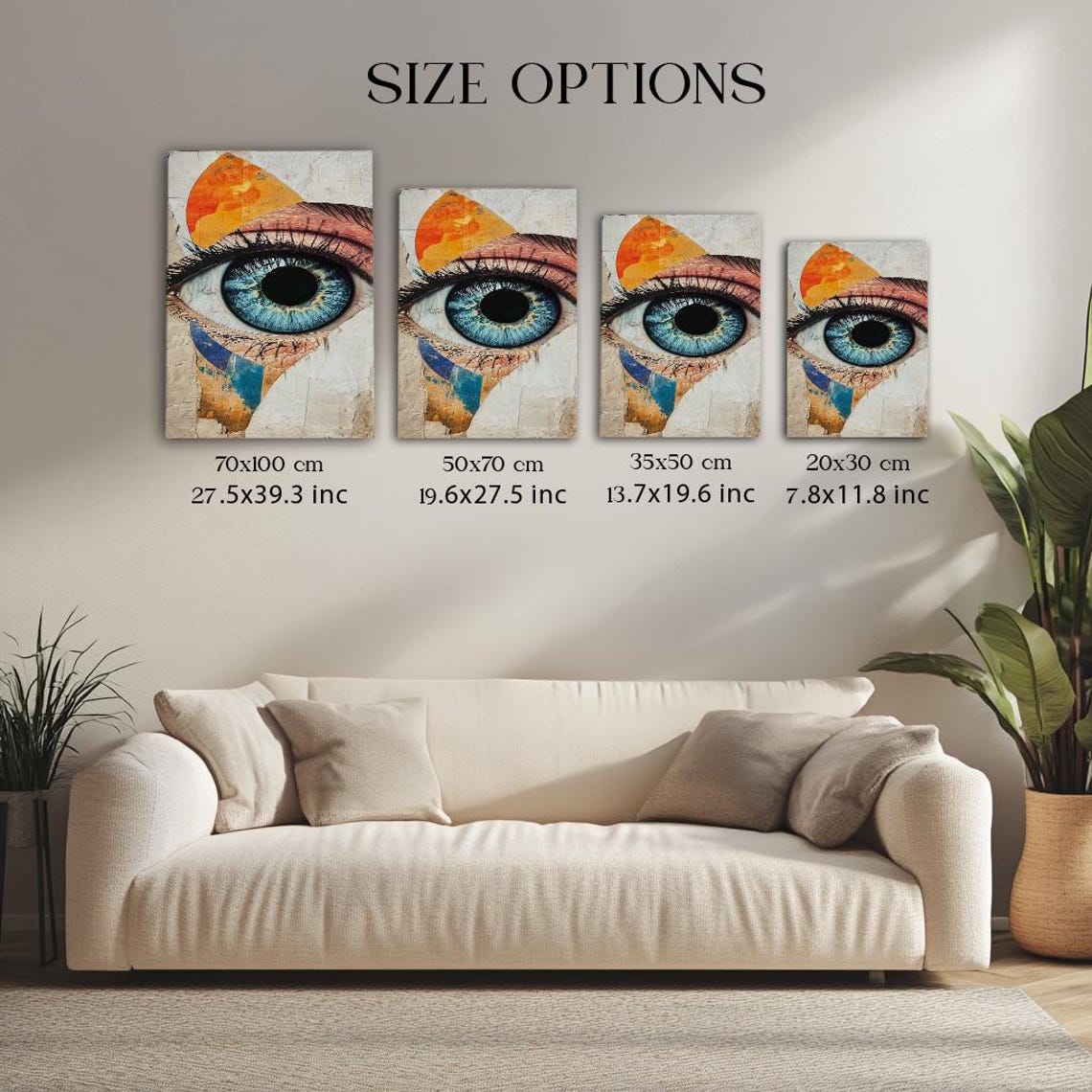 Surreal Blue Eye Mixed Media Collage Portrait Abstract Art Poster - Image 3
