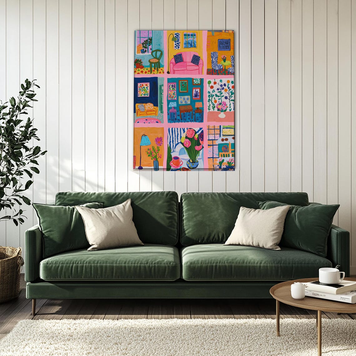 Colorful Room Collage Interiors Matisse Style Maximalist Wall Art - Image 4
