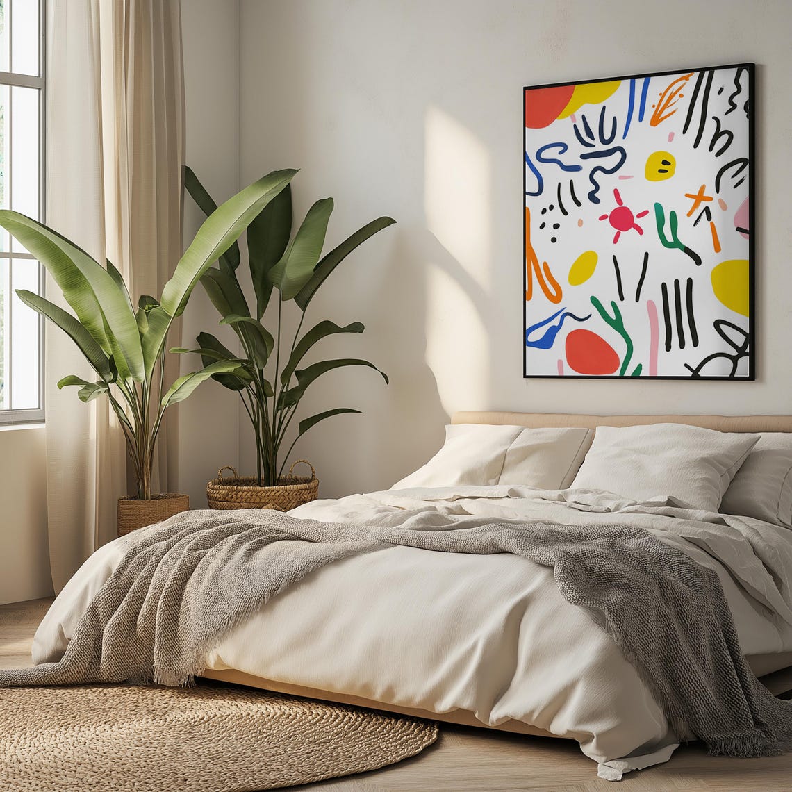 Playful Colorful Doodle Shapes Abstract Modern Home Decor Wall Art - Image 4