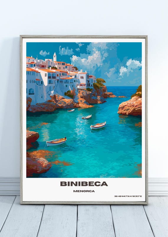Binibeca Travel Poster Menorca Home Decor Gift Art Lovers Spain Lover Wall Print