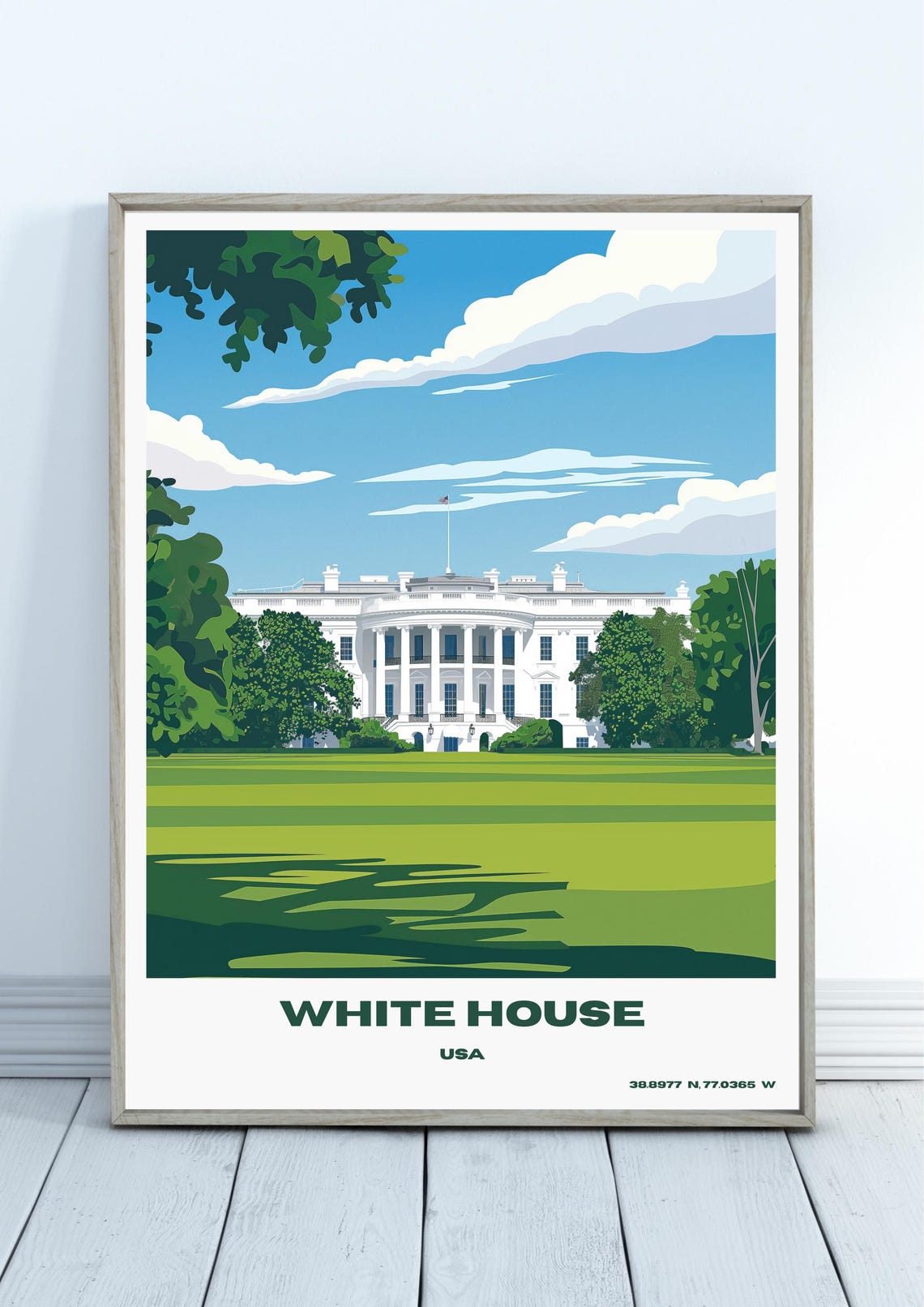 The White House Print Travel Poster Washington Dc Wall Art Home Decor Us