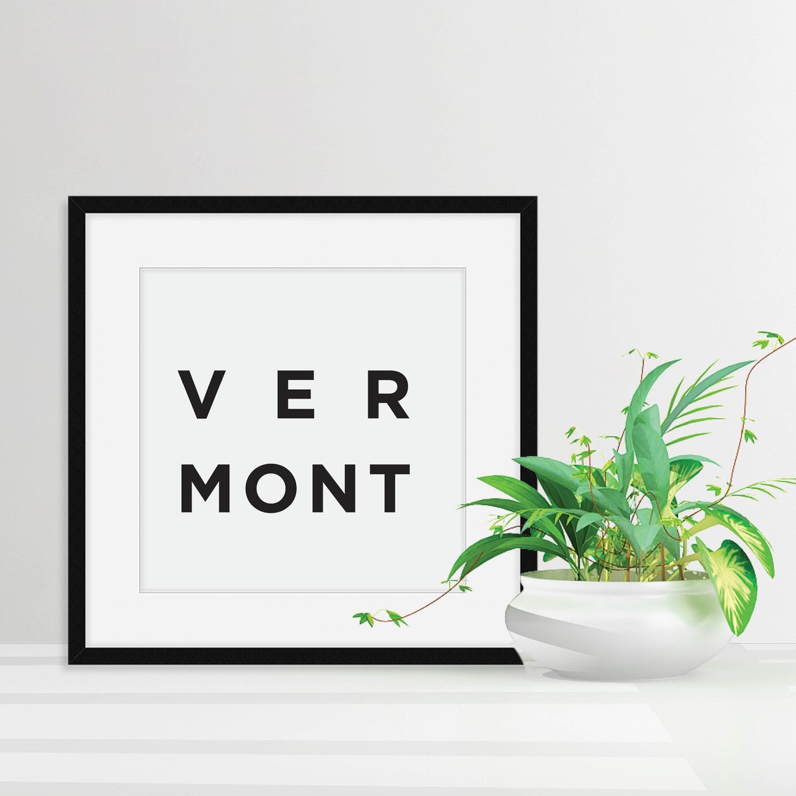 Vermont Minimalist Black White State Decor Digital Print Download - Image 4