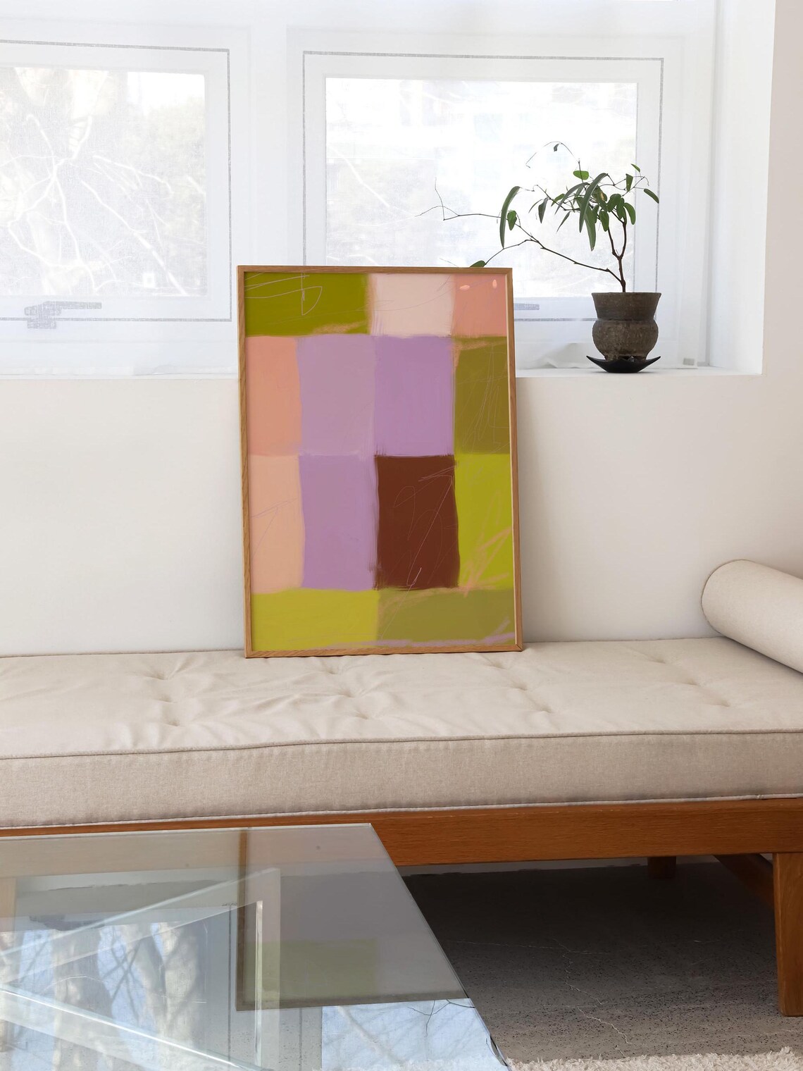 Green Checkered Geometric Art Print, Modern Decor - Image 3