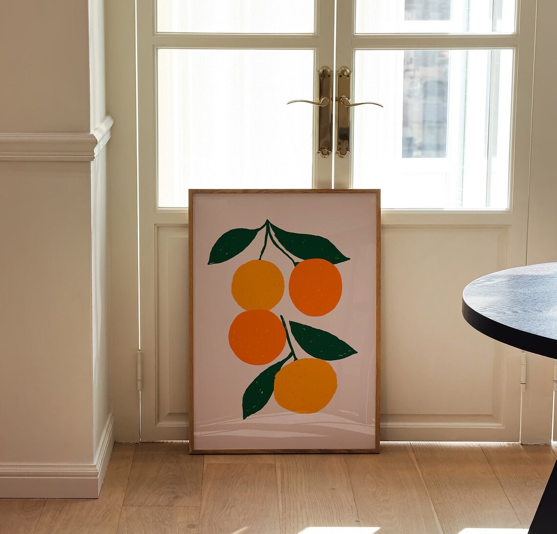 Oranges Art Print Kitchen Wall Art Fruit Poster Modern Art Citrus Still Life Illustration Fruit Market Print Kitchen Decor Food Poster - Image 2