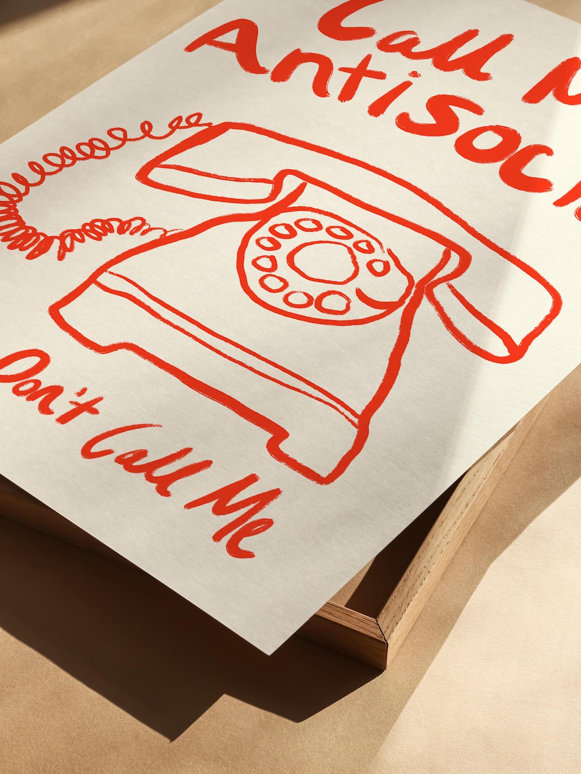 Call Me Antisocial But Don't Call Me Retro Red Phone Quote Poster - Image 2