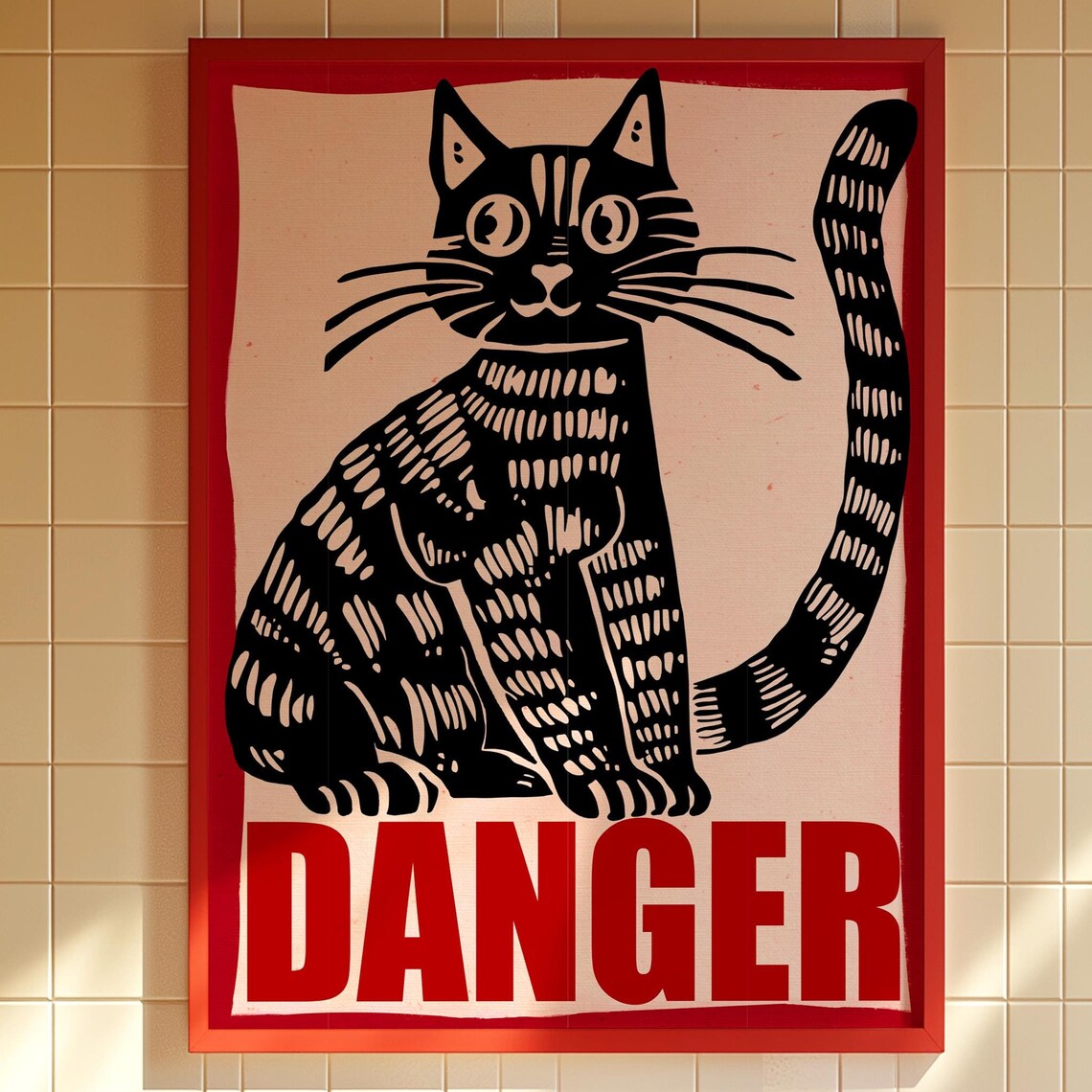 Retro Black Cat Poster Funny Animal Print Y2k Dorm Decor