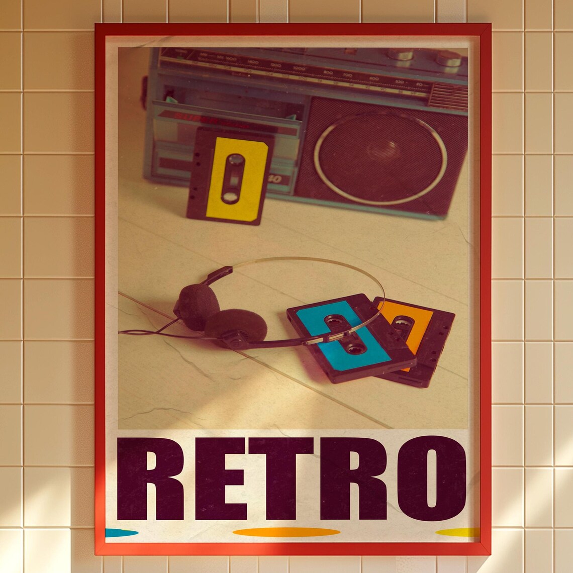 Retro Boombox Cassette Tape Poster 80s Music Room Decor Nostalgia Art