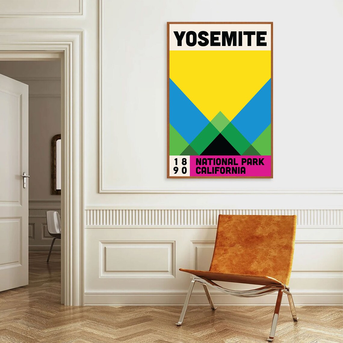 Yosemite National Park California Geometric Mountain Art Poster - Image 3