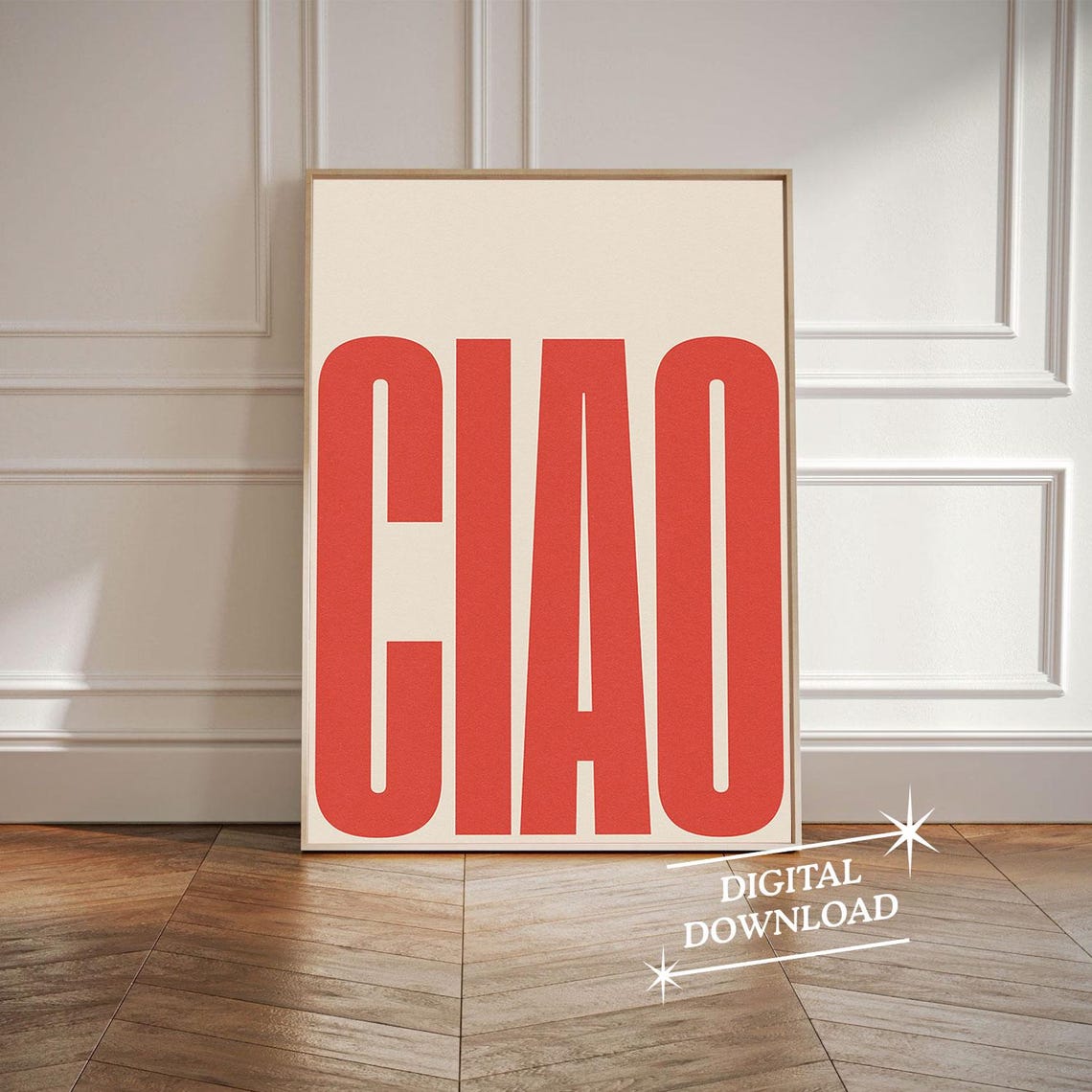 Large Ciao Italian Greeting Red Minimalist Typography Poster