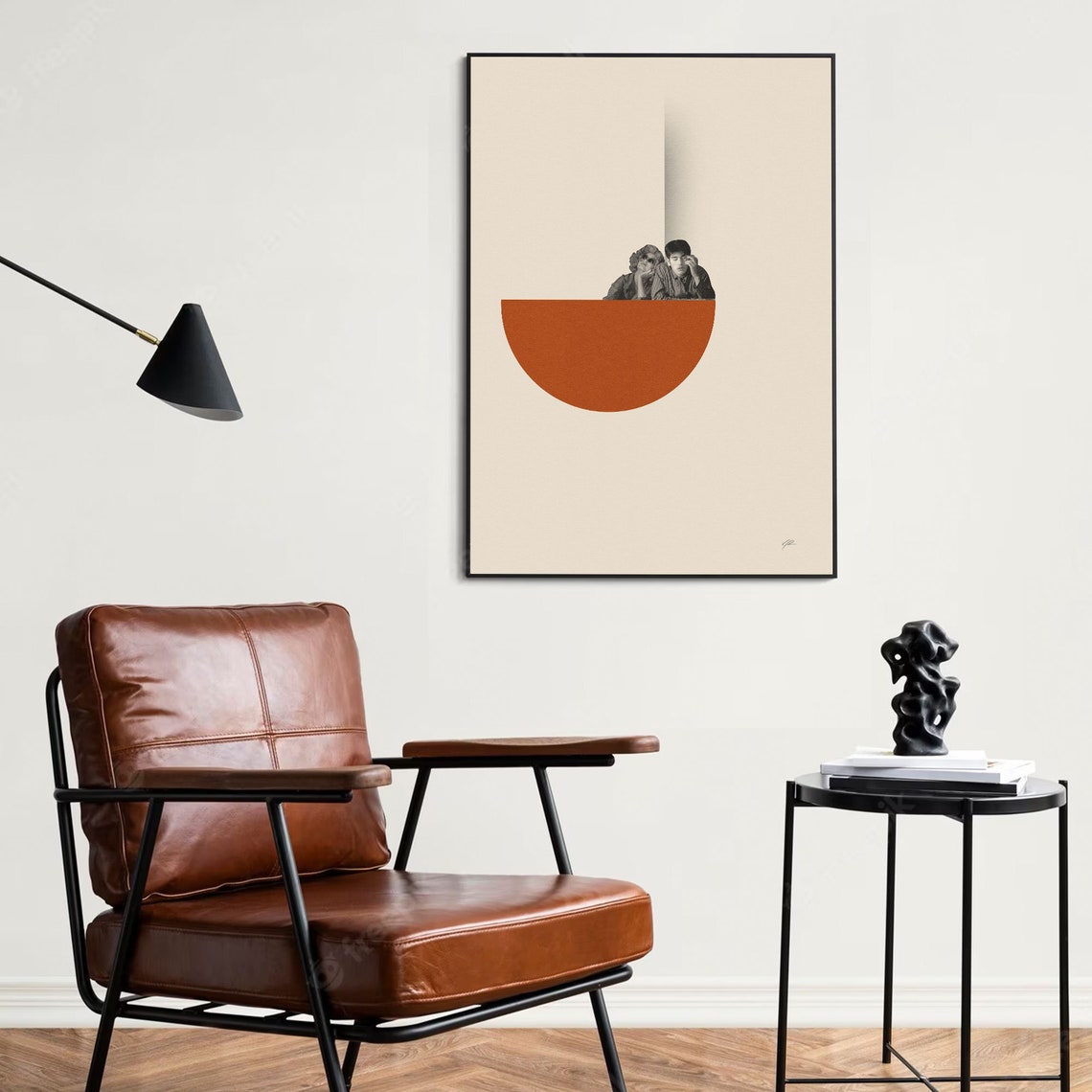Classic Minimalist Rust Semicircle Couple Retro Movie Style Poster - Image 2