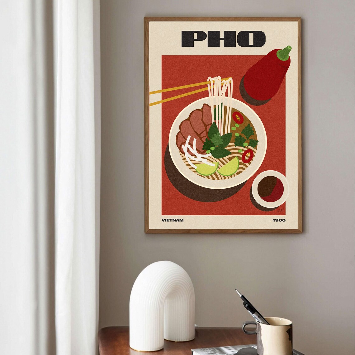 Pho Minimalist Mid-Century Modern Kitchen Art Print - Image 3