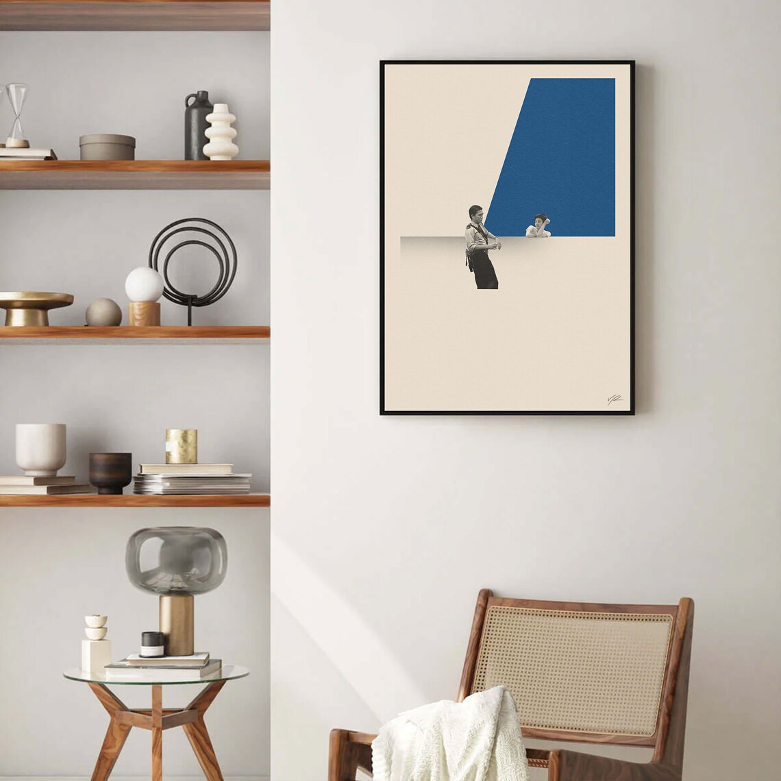 Minimalist Beige Cinematic Collage Blue Retro Movie Style Poster - Image 4