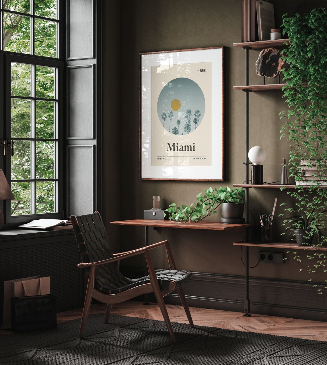 Miami City Poster Minimalist Art Print City Poster Mid Century Poster Travel Print Art Retro City Poster Florida Poster - Image 3