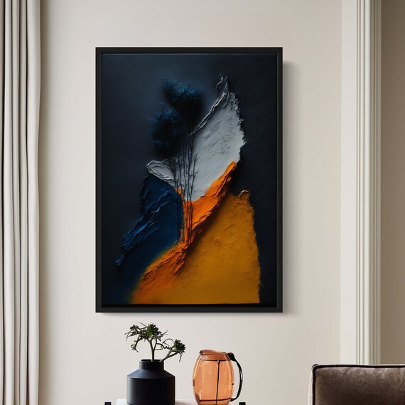 Abstract Landscape Canvas Art Modern Painting Black And Gold Wall Decor Contemporary Artwork Ready To Hang