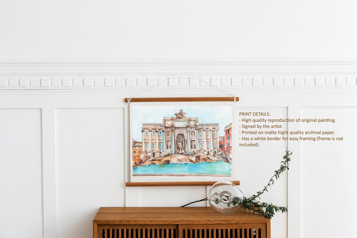 Trevi Fountain Watercolor Travel Poster, Rome - Image 4