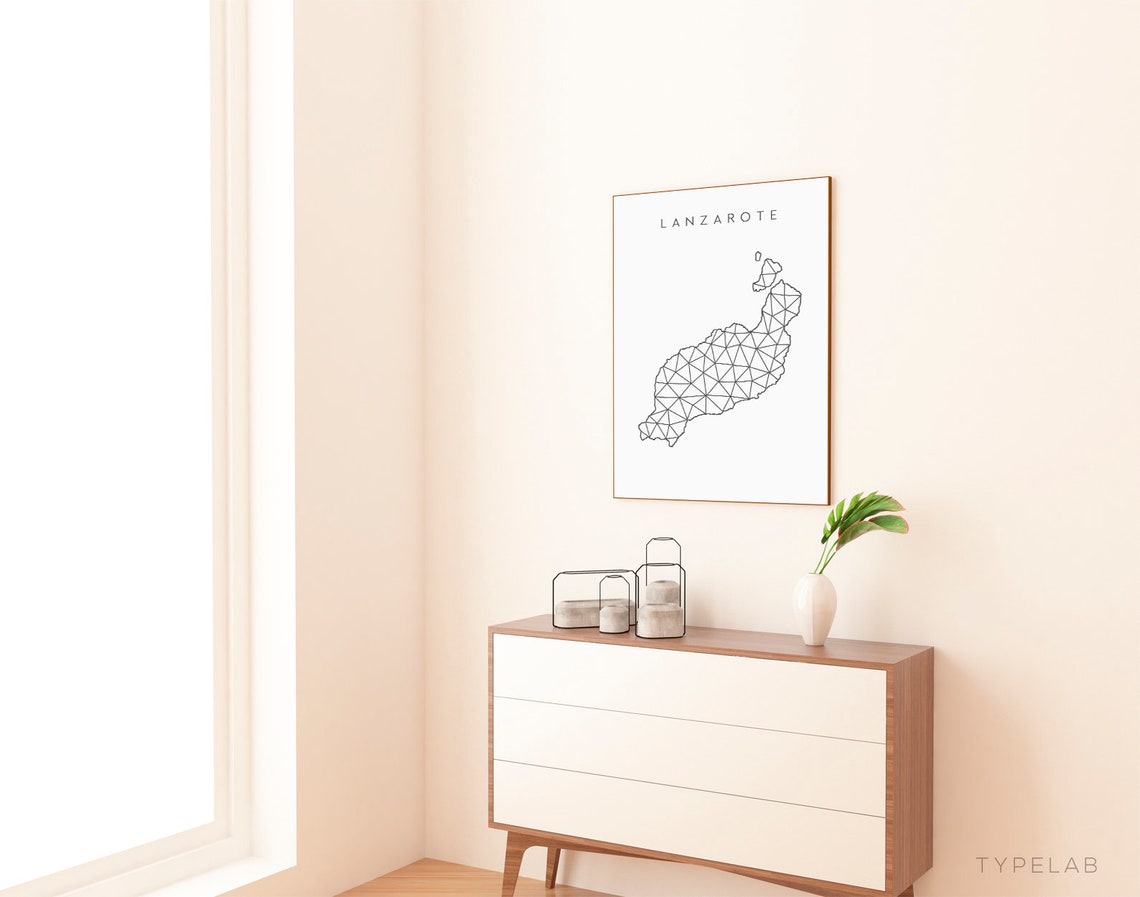 Lanzarote Spain Geometric Island Map Terracotta Triangle Travel Poster - Image 3