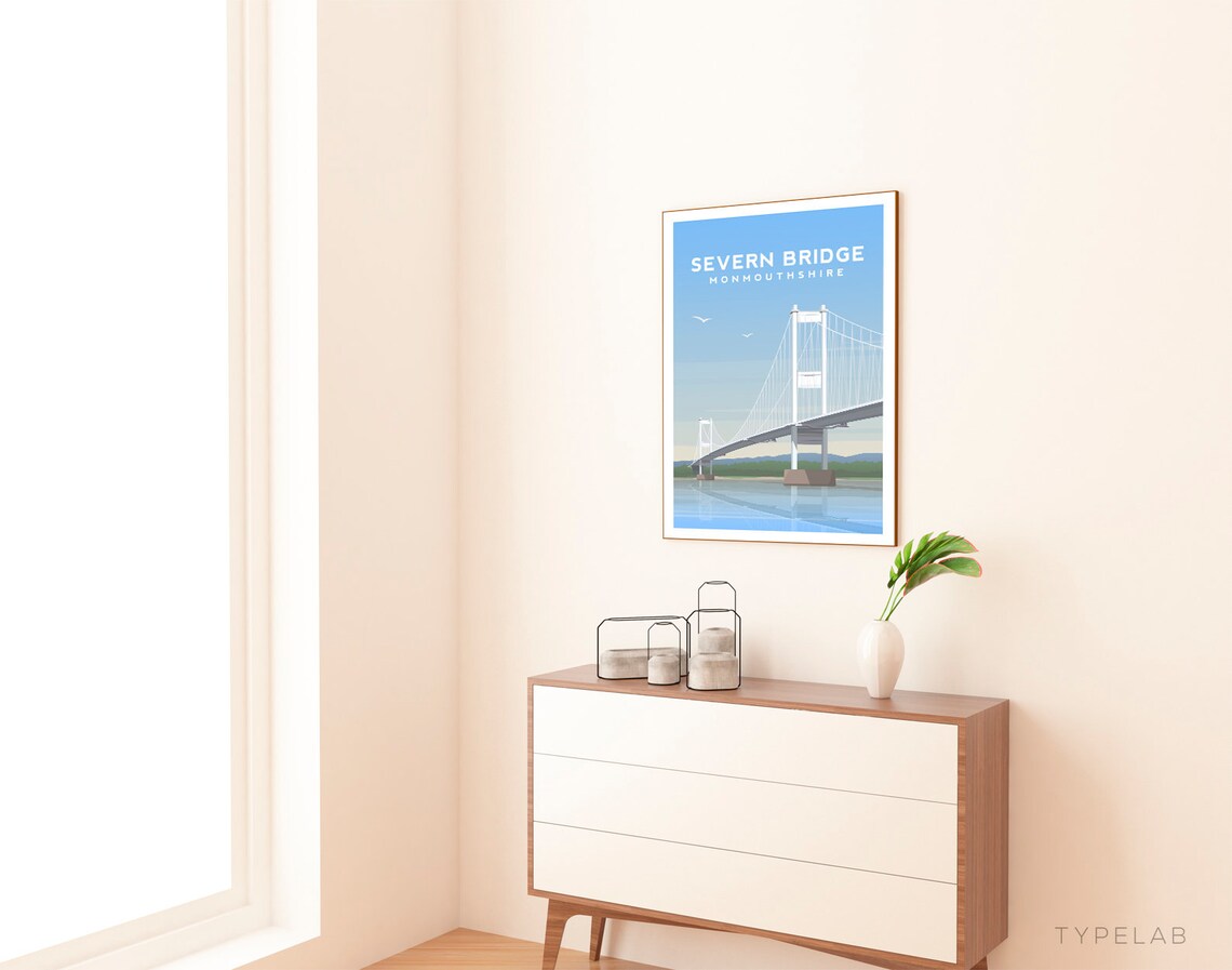 Severn Bridge Travel Poster, Monmouthshire Wales