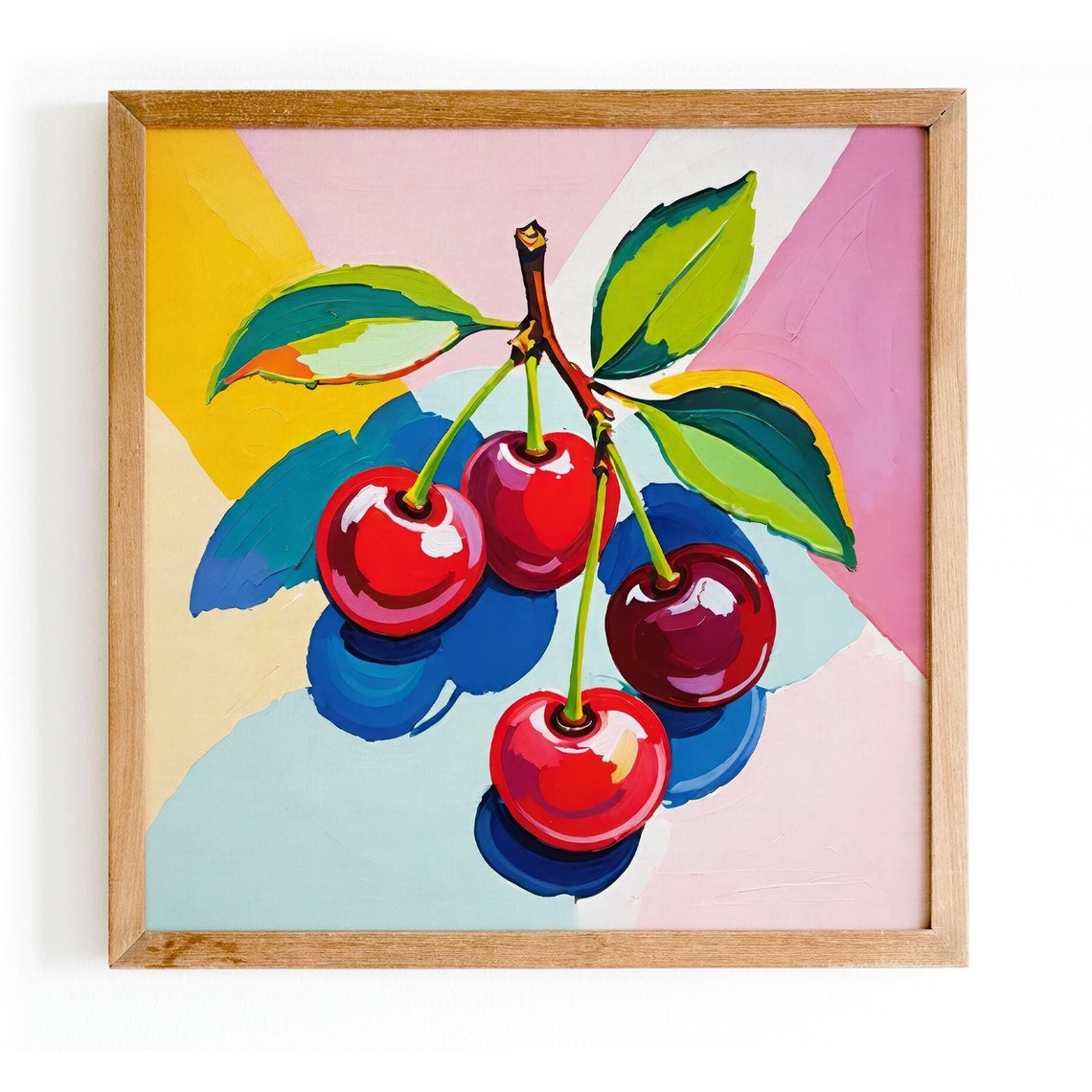 Vibrant Pop Art Cherry Poster With Bold Colorful Brushstrokes