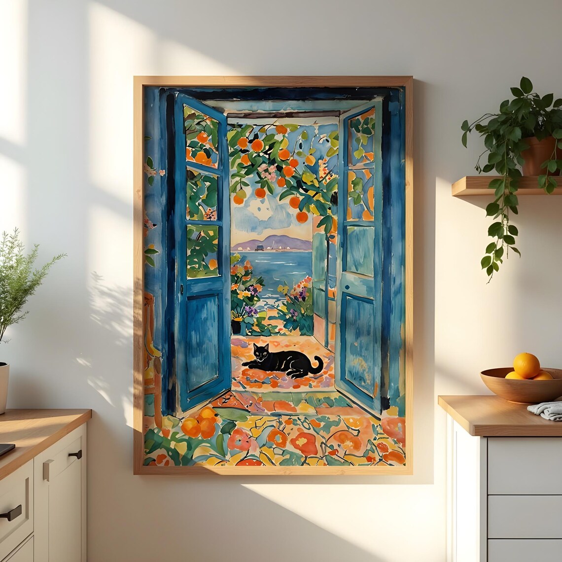 Henri Matisse Style Black Cat At Blue Doors Sea View Fauvist Poster - Image 4