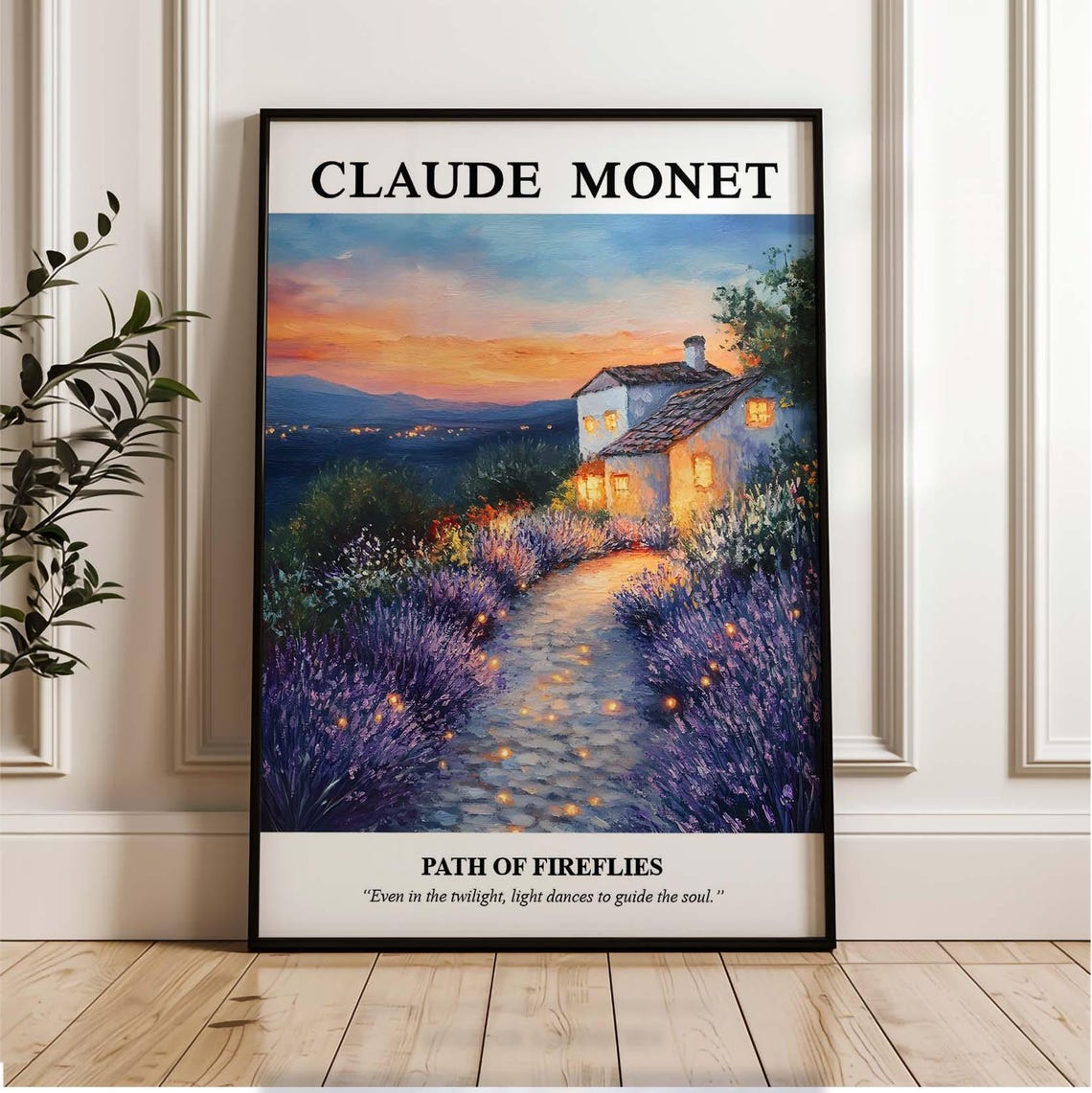 Claude Monet Wall Art Fireflies Poster Twilight Painting Impressionist Art Nature Decor