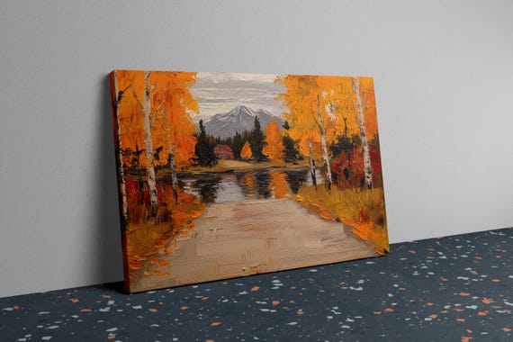 River View 4 Prints Vintage Landscape Frame Art Landscape Wall Art Coloful Above Bed Art Troplanduniverse