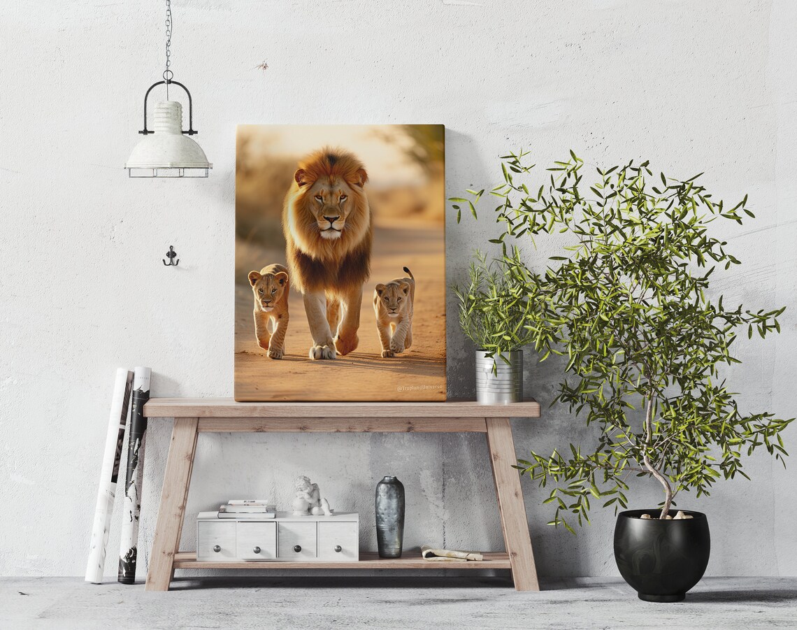 Lion Family Nursery Animal Poster, Modern Wall Art - Image 2