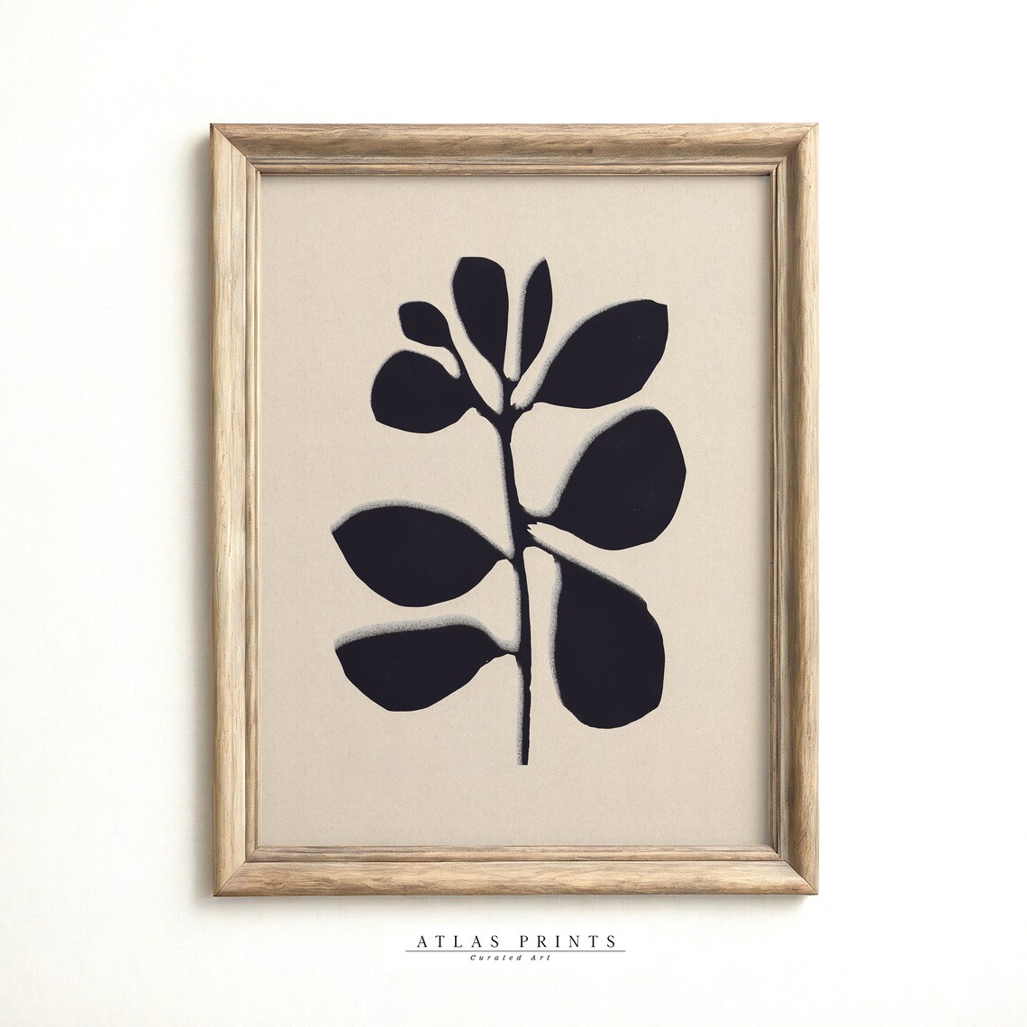 Black Branch Leaves Taupe Modern Botanical Minimalist Poster