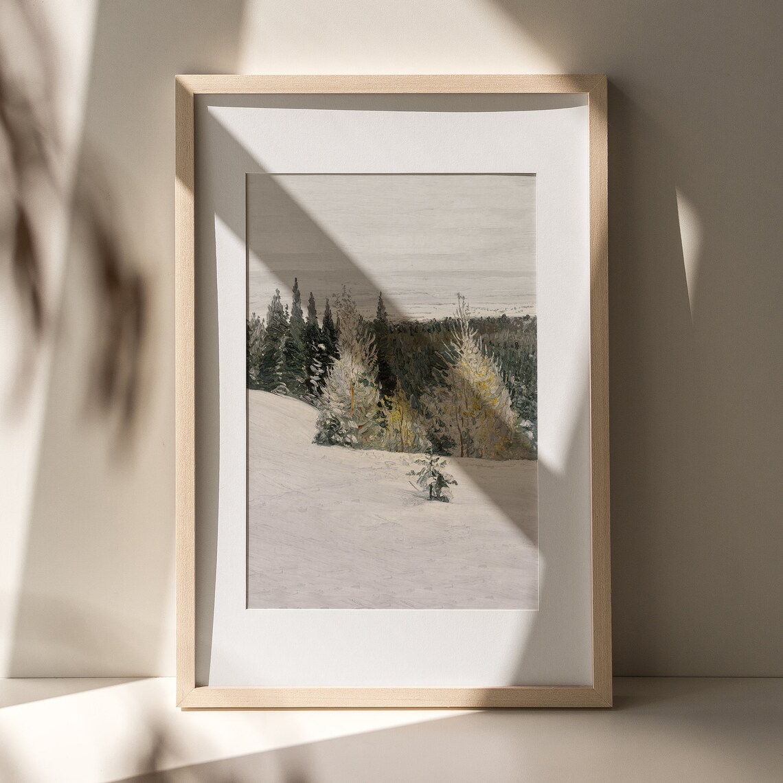 Vintage Snowy Forest Oil Painting Winter Pine Trees Muted Poster - Image 5