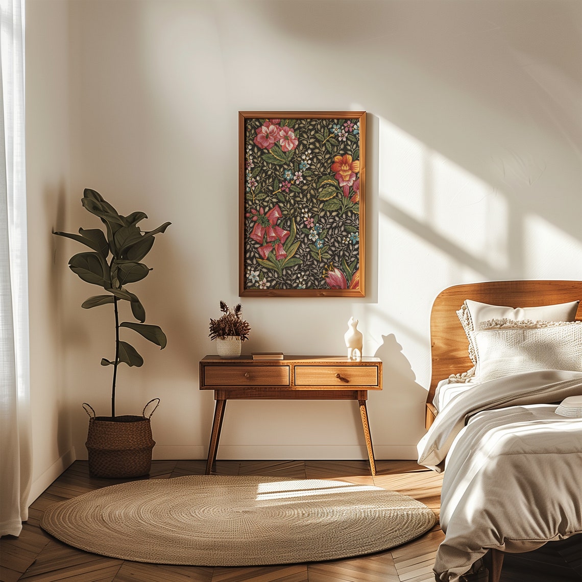 Vintage Dark Botanical Tapestry Floral Textile Moody Wall Poster - Image 5
