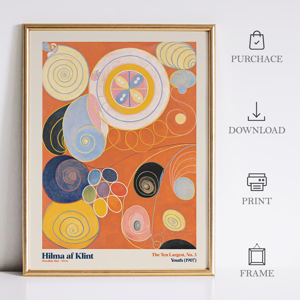 Hilma af Klint The Ten Largest No 3 Youth 1907 Orange Spiral Poster - Image 2