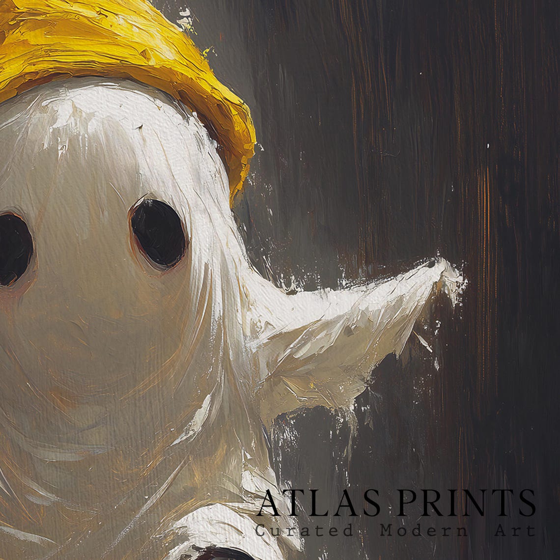 Cute Ghost Riding Red Skateboard With Yellow Beanie Halloween Poster - Image 5