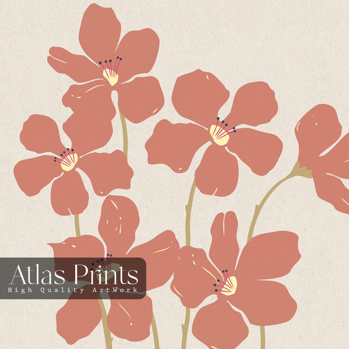 Flower Market Madrid Terracotta Anemone Botanical Archive Poster - Image 2