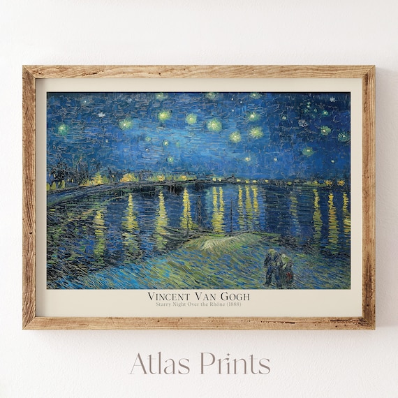 Van Gogh Starry Night Over The Rhone Print Famous 24x36 Wall Art Landscape Wall Art Painting Exhibition Gallery Poster