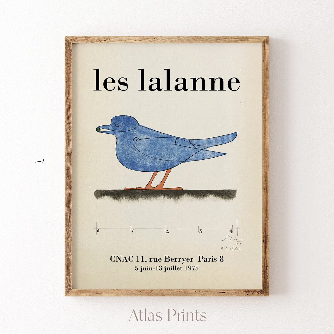 Les Lalanne Blue Bird 1975 Paris Exhibition Vintage Bird Poster